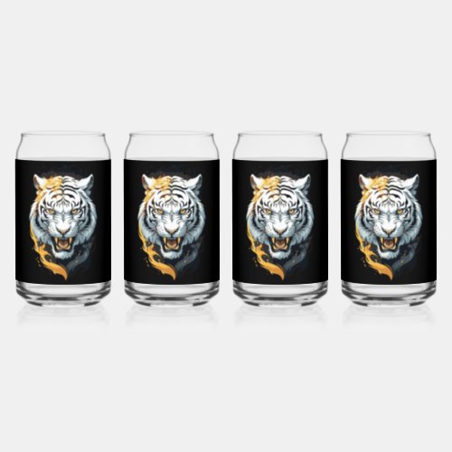 Fiery tiger design can glass