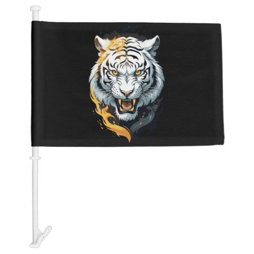 Fiery tiger design car flag
