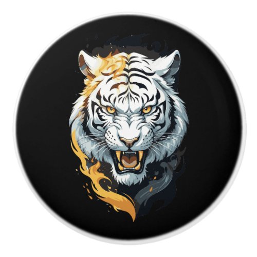 Fiery tiger design ceramic knob