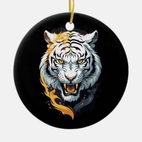 Fiery tiger design ceramic ornament
