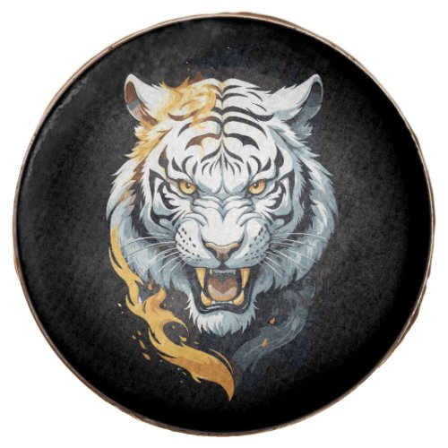 Fiery tiger design chocolate covered oreo