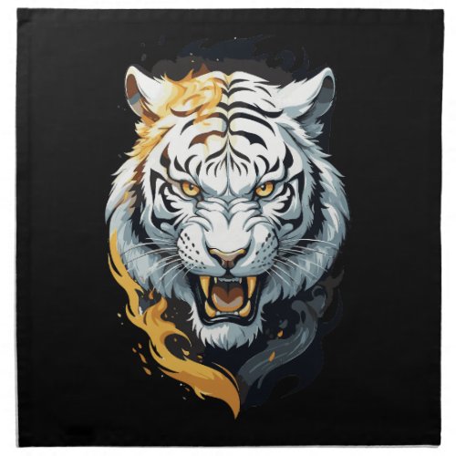Fiery tiger design cloth napkin