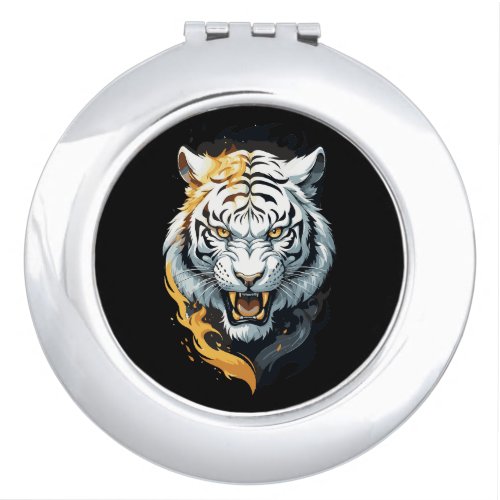 Fiery tiger design compact mirror
