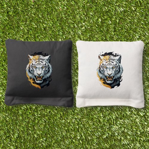 Fiery tiger design cornhole bags