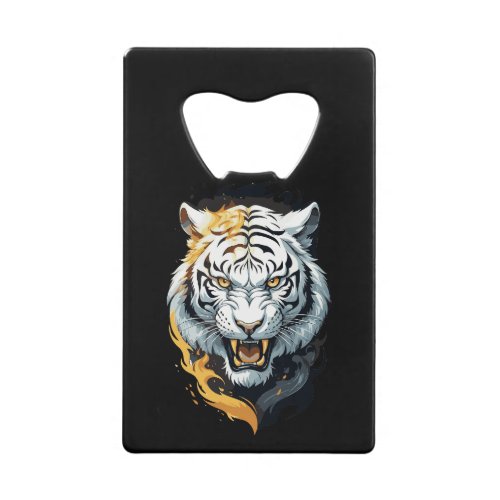 Fiery tiger design credit card bottle opener