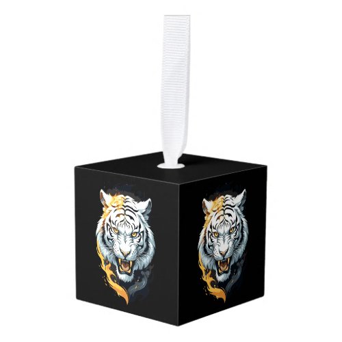Fiery tiger design cube ornament