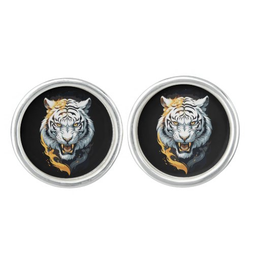 Fiery tiger design cufflinks