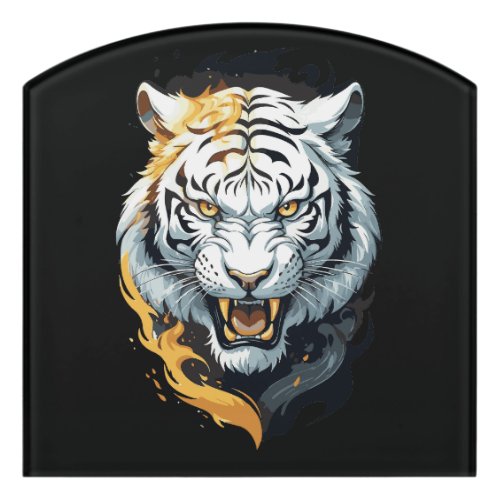Fiery tiger design door sign