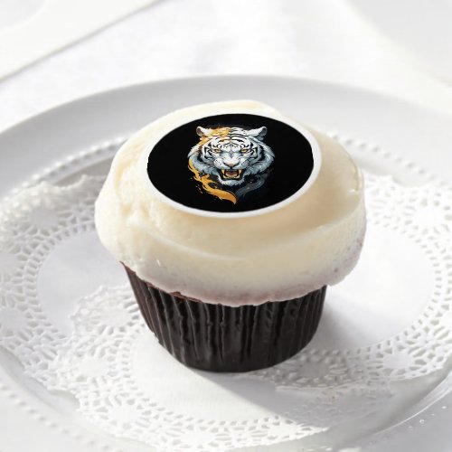 Fiery tiger design edible frosting rounds
