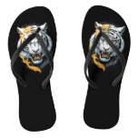 Fiery tiger design flip flops