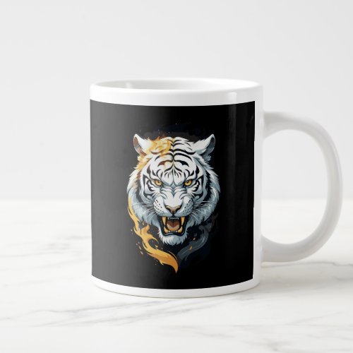 Fiery tiger design giant coffee mug