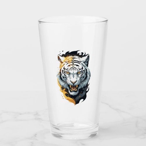 Fiery tiger design glass