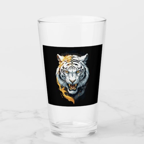 Fiery tiger design glass