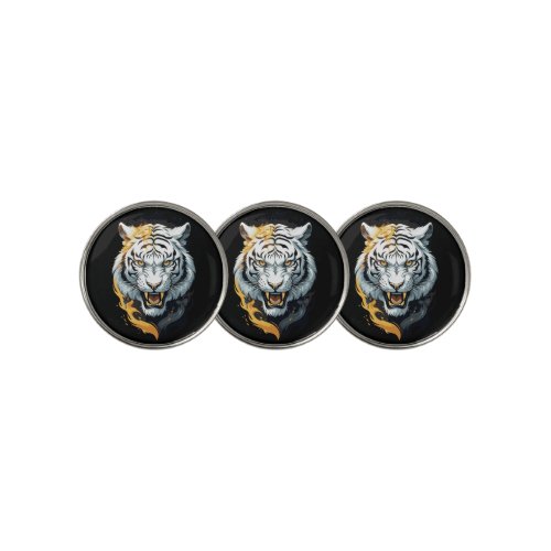 Fiery tiger design golf ball marker