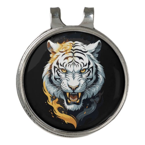Fiery tiger design golf hat clip