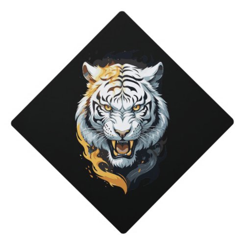 Fiery tiger design graduation cap topper