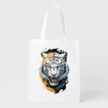 Fiery tiger design grocery bag