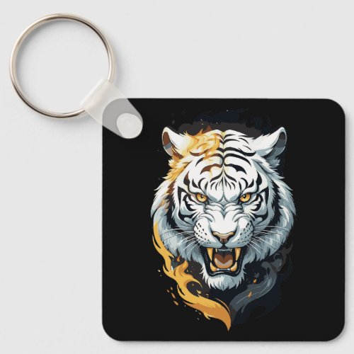 Fiery tiger design keychain