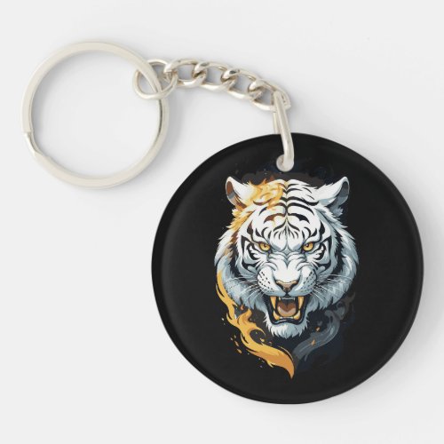 Fiery tiger design keychain