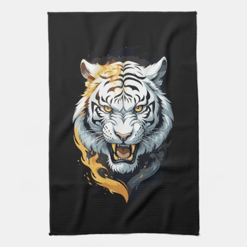 Fiery tiger design kitchen towel
