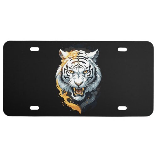 Fiery tiger design license plate