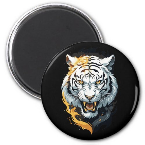 Fiery tiger design magnet