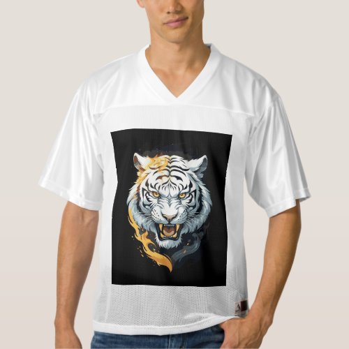 Fiery tiger design mens football jersey