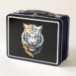Fiery tiger design metal lunch box