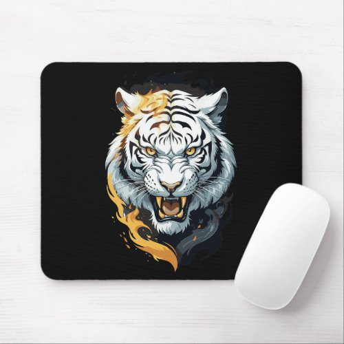 Fiery tiger design mouse pad