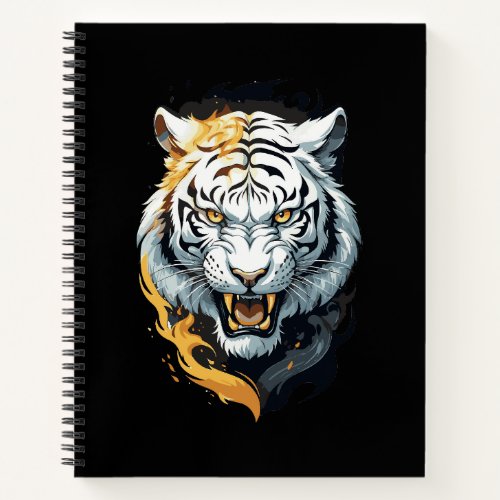 Fiery tiger design notebook