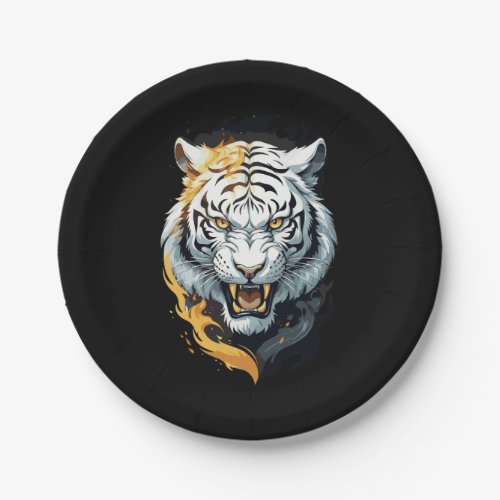 Fiery tiger design paper plates