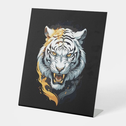 Fiery tiger design pedestal sign