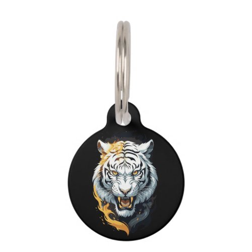 Fiery tiger design pet ID tag