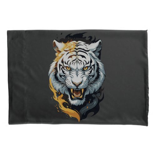 Fiery tiger design pillow case