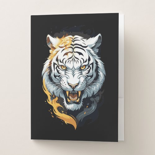 Fiery tiger design pocket folder