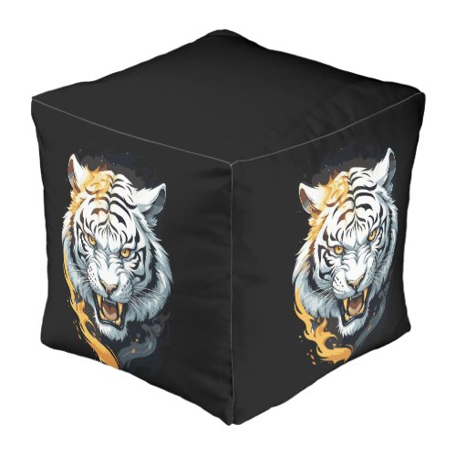 Fiery tiger design pouf