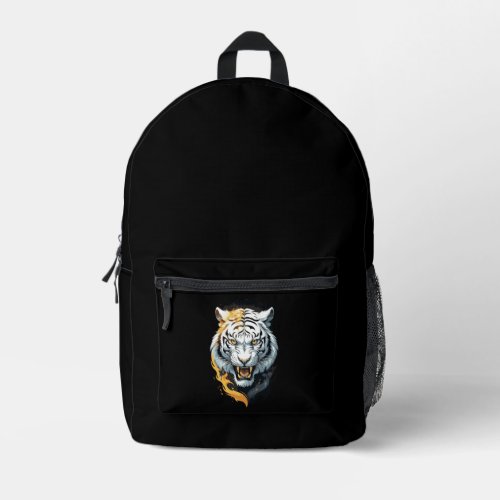 Fiery tiger design printed backpack