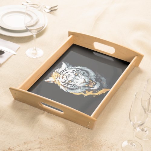 Fiery tiger design serving tray