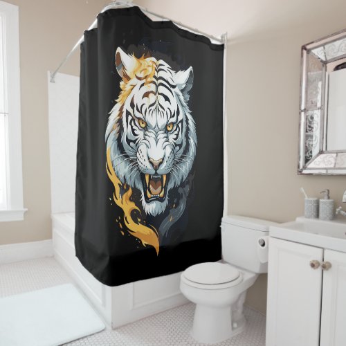 Fiery tiger design shower curtain
