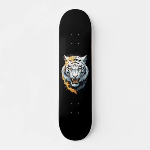 Fiery tiger design skateboard
