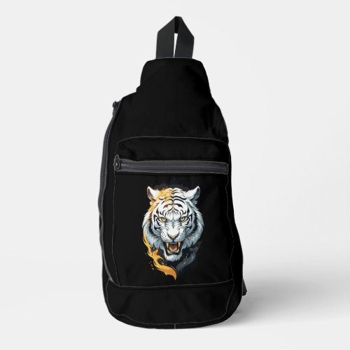 Fiery tiger design sling bag
