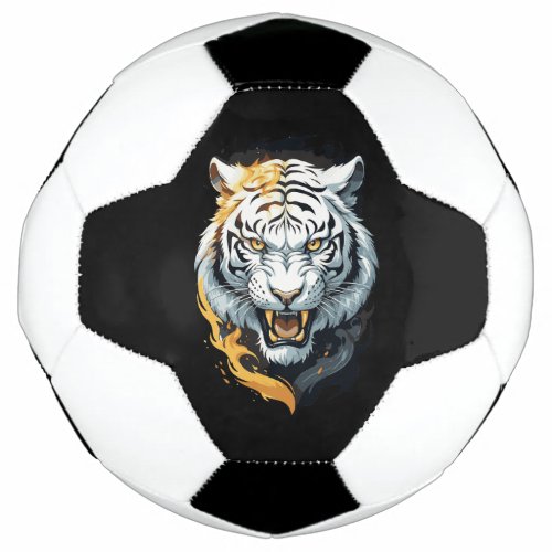 Fiery tiger design soccer ball