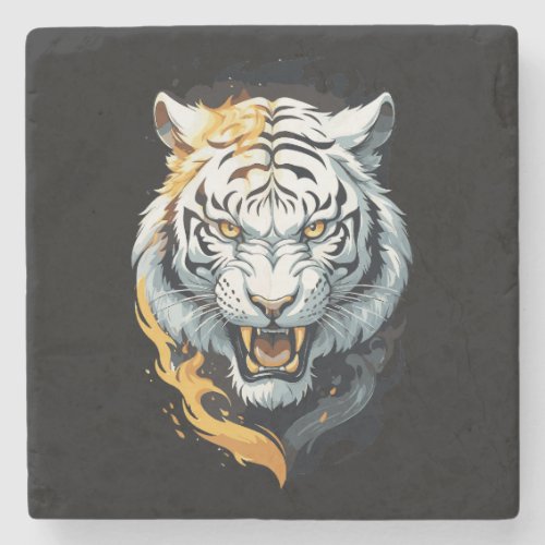 Fiery tiger design stone coaster