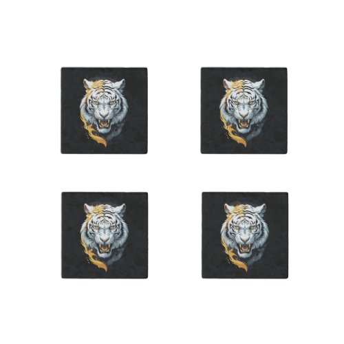 Fiery tiger design stone magnet