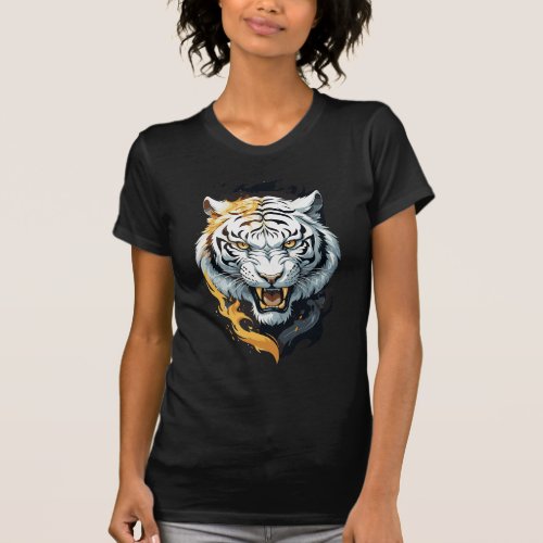 Fiery tiger design T_Shirt