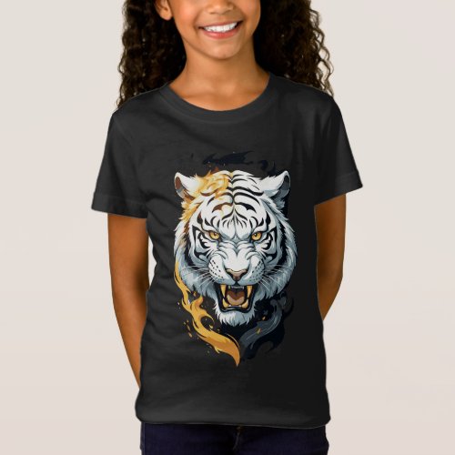 Fiery tiger design T_Shirt