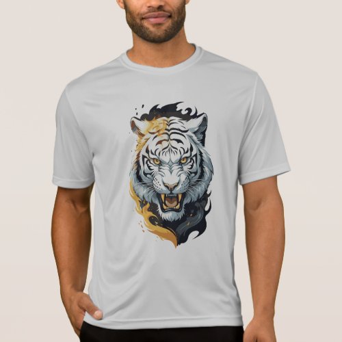 Fiery tiger design T_Shirt