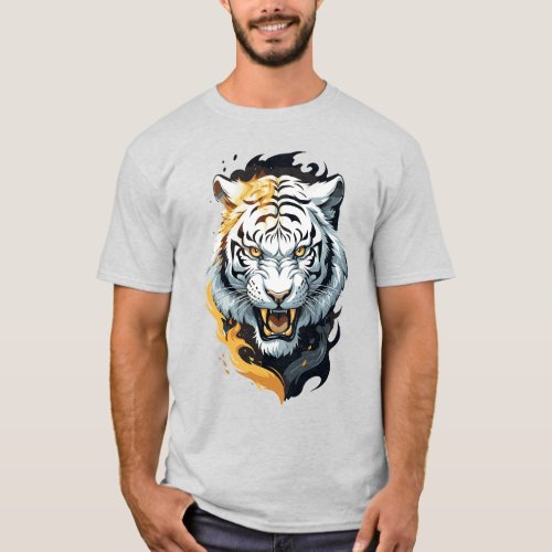 Fiery tiger design T_Shirt