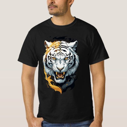 Fiery tiger design T_Shirt