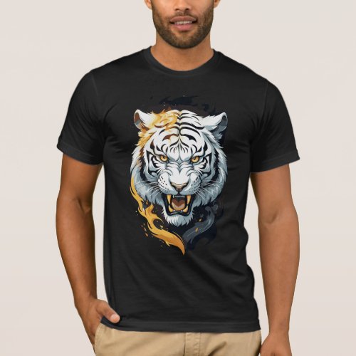 Fiery tiger design T_Shirt